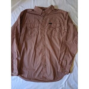 Columbia Men's Omni Shade Button Up Shirt Red Plaid Vented Size Large Columbia